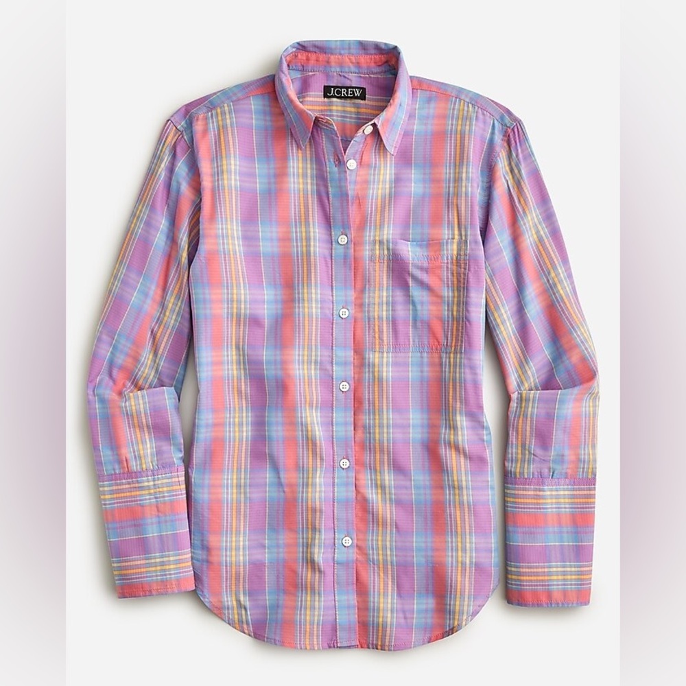 J. Crew Garçon cotton voile button up shirt in sunset plaid